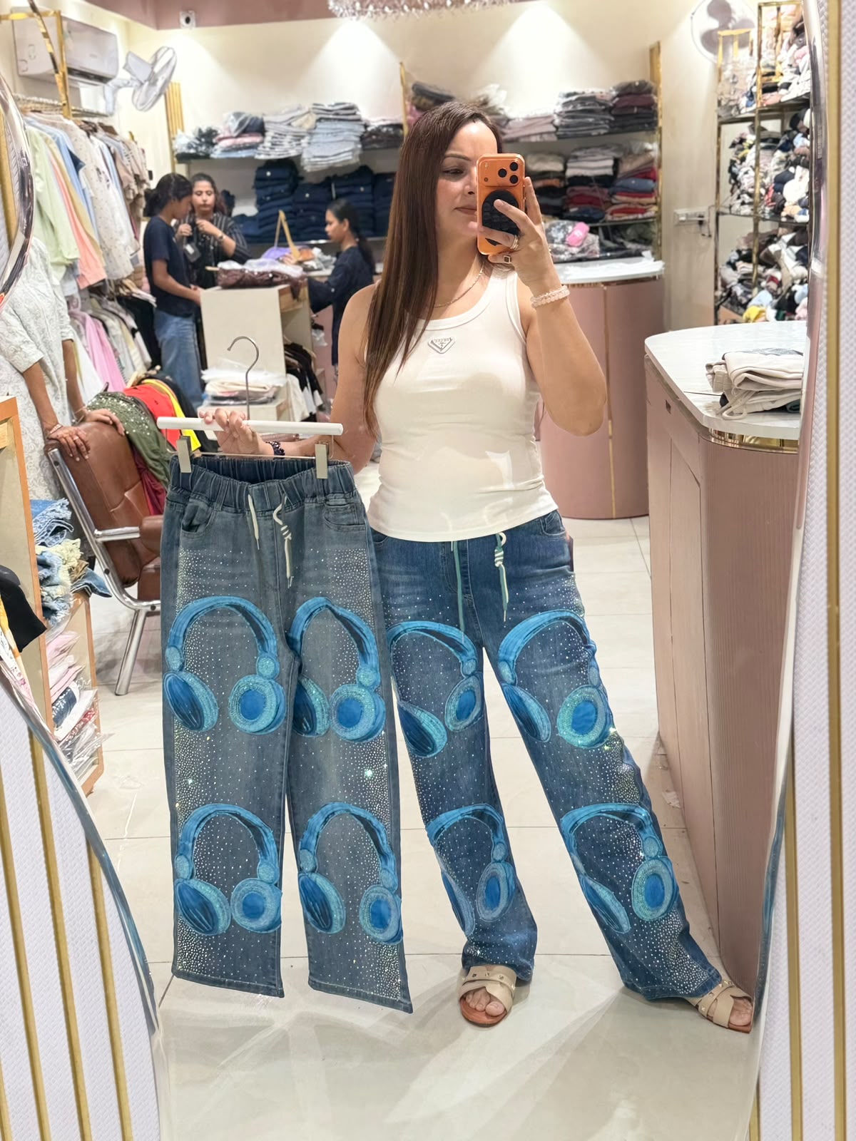 Premium Funky Graphic Wide Leg Denim Jeans