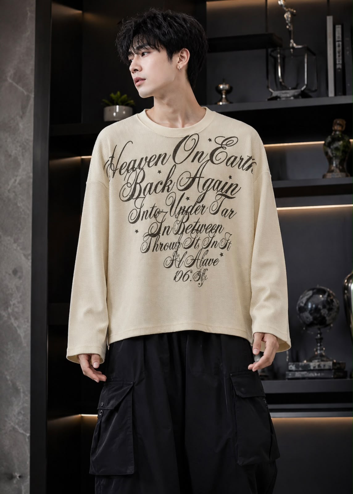 Premium Boxy Fit Waffle Knit Graphic T-Shirt (Men)