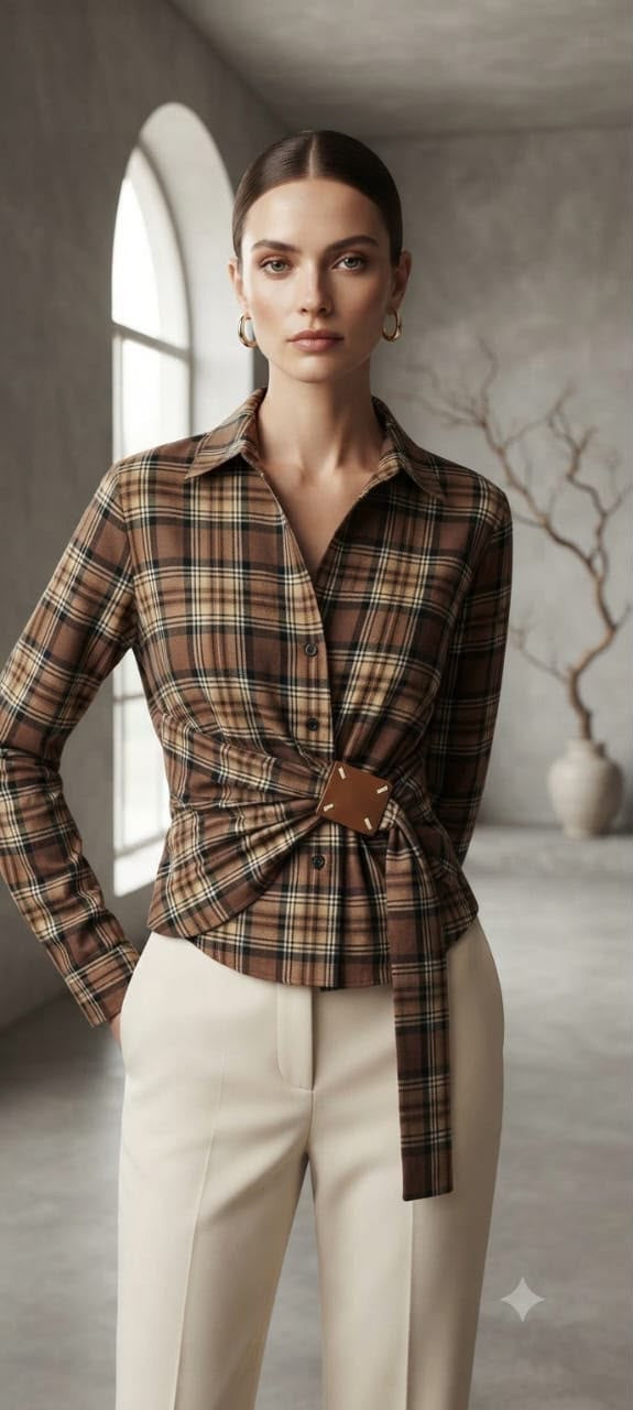 Classic Checkered Wrap Shirt