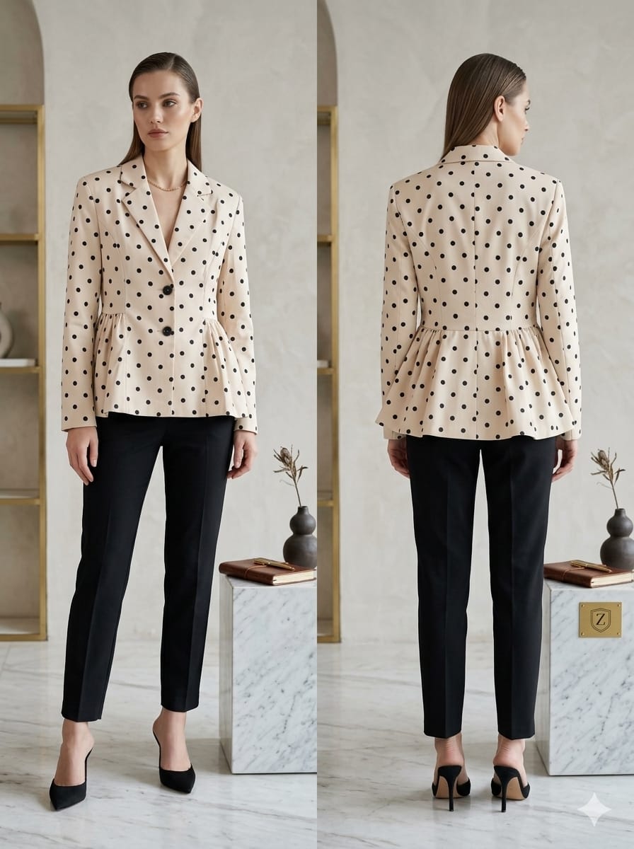 Polka Dot Peplum Blazer